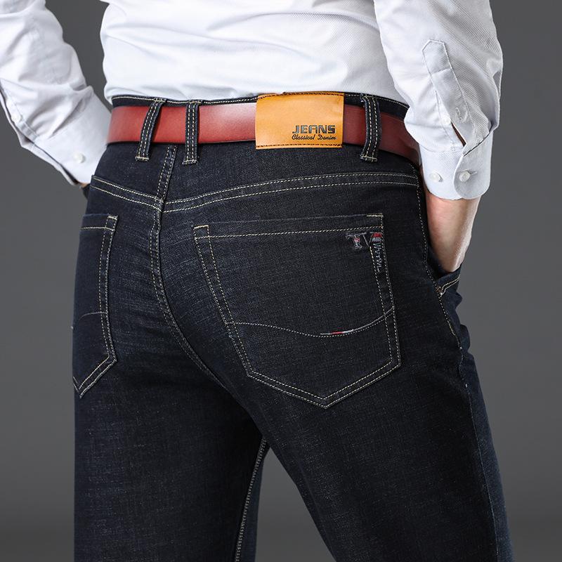High elasticity, fleece and thickened jeans, loose fat, fattened and enlarged size, autumn and winter cotton and fleece pants.