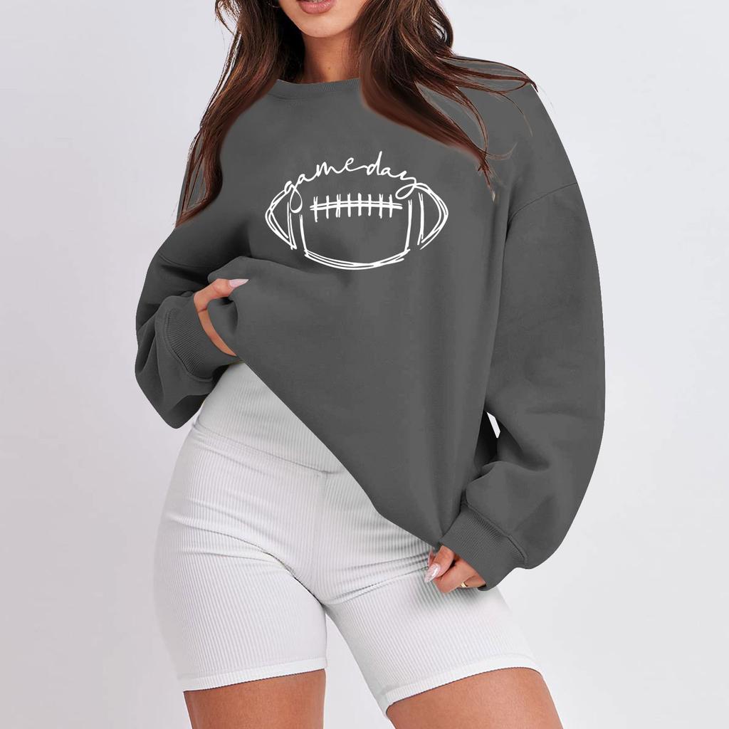 Women's Casual Fashion Long Sleeve Print Round Neck Loose Sweatshirt Top