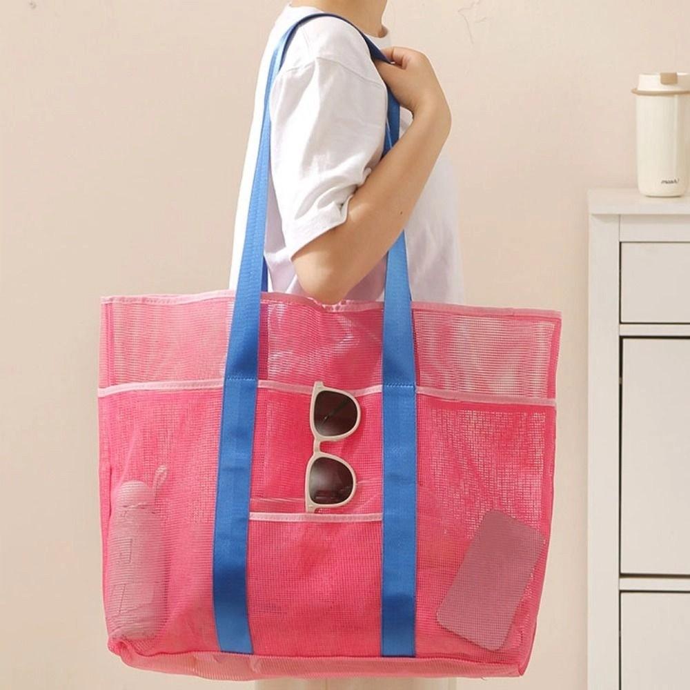Foldable Mesh Shoulder Bag Light Weight Toiletry Storage Bag Reusable Swimming Handbag  Outdoor