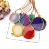 Natural Agate Sheet Rough Stone Pendant Irregular Agate Rough Stone Necklace Pendant Colored Natural Stone Sweater Chain