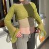 Women's Spring and Summer New Knitwear Flared Sleeve Loose  Round Neck Hollow Jumper