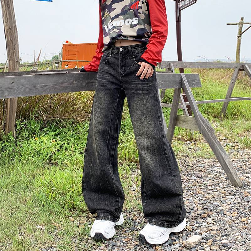 JYL Women s Bootcut Jeans American Vintage High-Street Star Patch Autumn Denim XS бледно-синий