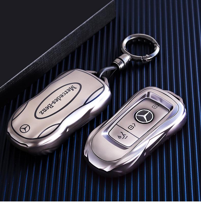 PZQ2 Leather Car Key Case Cover Fob Protector for Mercedes Benz GLC300L E30 W207 A C E S G GLS Class W177 W205 W213 W222 G63 X167 AMG