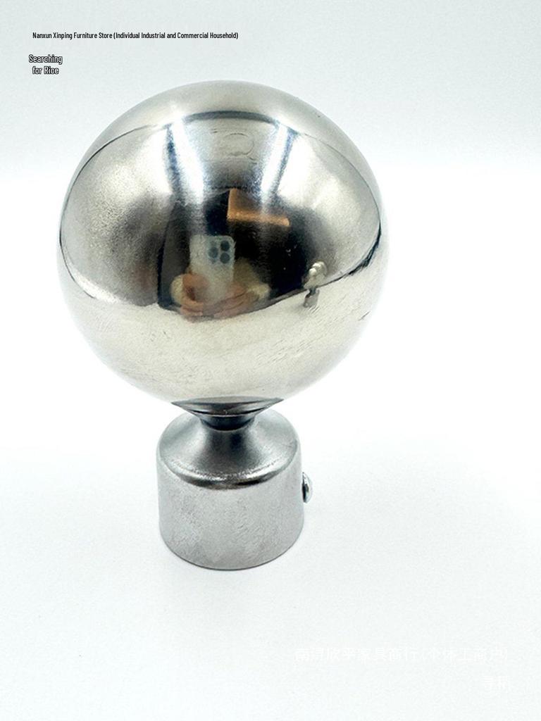 Stainless Steel Decorative Curtain Rod End Cap with Hollow Ball Design