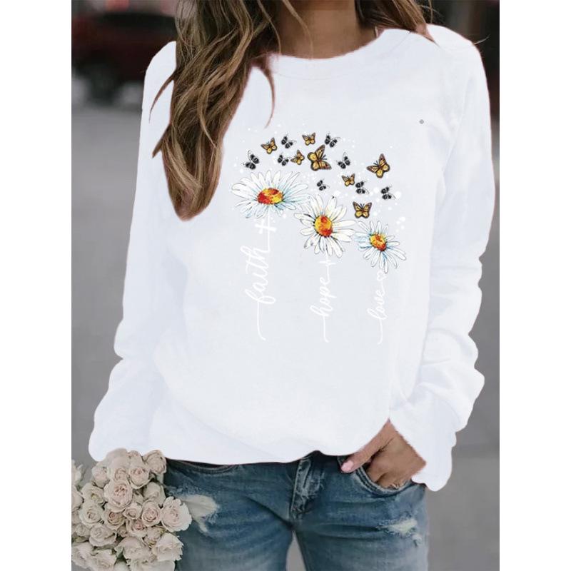Women's Printed Round Neck Sweatshirt, European American Style 2025