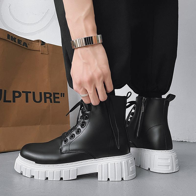 Heißer verkauf Martin stiefel männer 2025 neue seite zipper werkzeug schuhe leder oberen high-top stiefel herbst und winter herren schuhe