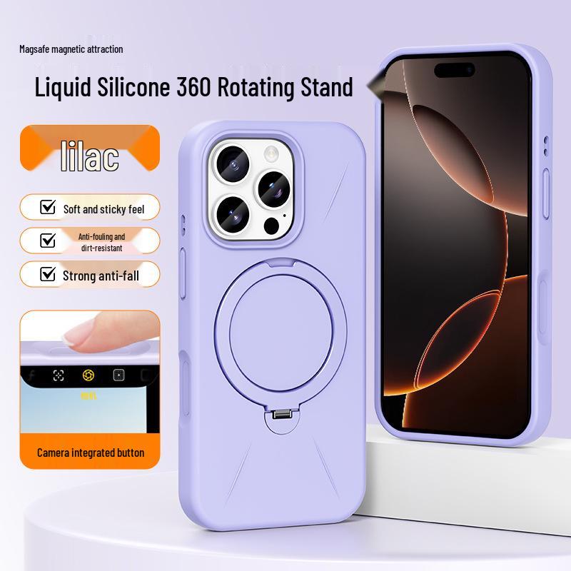 

360° Rotating Stand | Liquid Silicone Protective Case for iPhone 16 Pro and 17 16