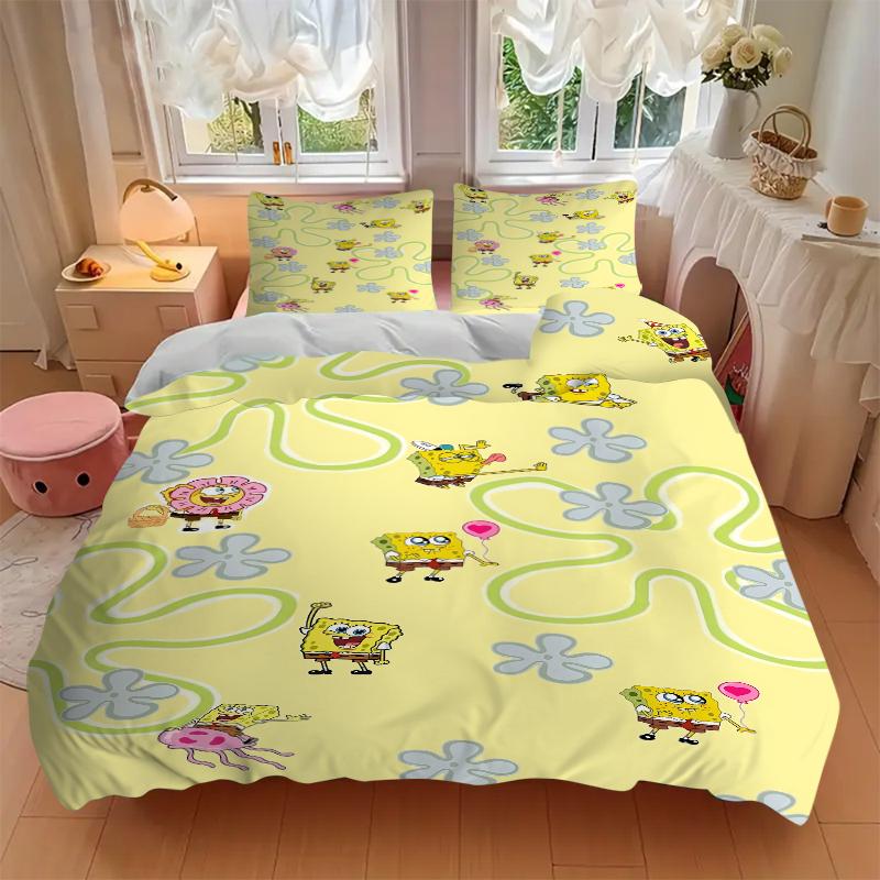 3Pcs Spongebob Squarepants Adventure Bedding Sets For All Sizes New 3D Printed Bed Cover Comforter Duvet Cover Pillowcase Bedroom Decoration