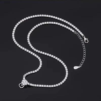 Full Diamond Simulation Diamond Necklace Universal Chain Imported Synthetic Cubic Zirconia Premium Sweater Chain