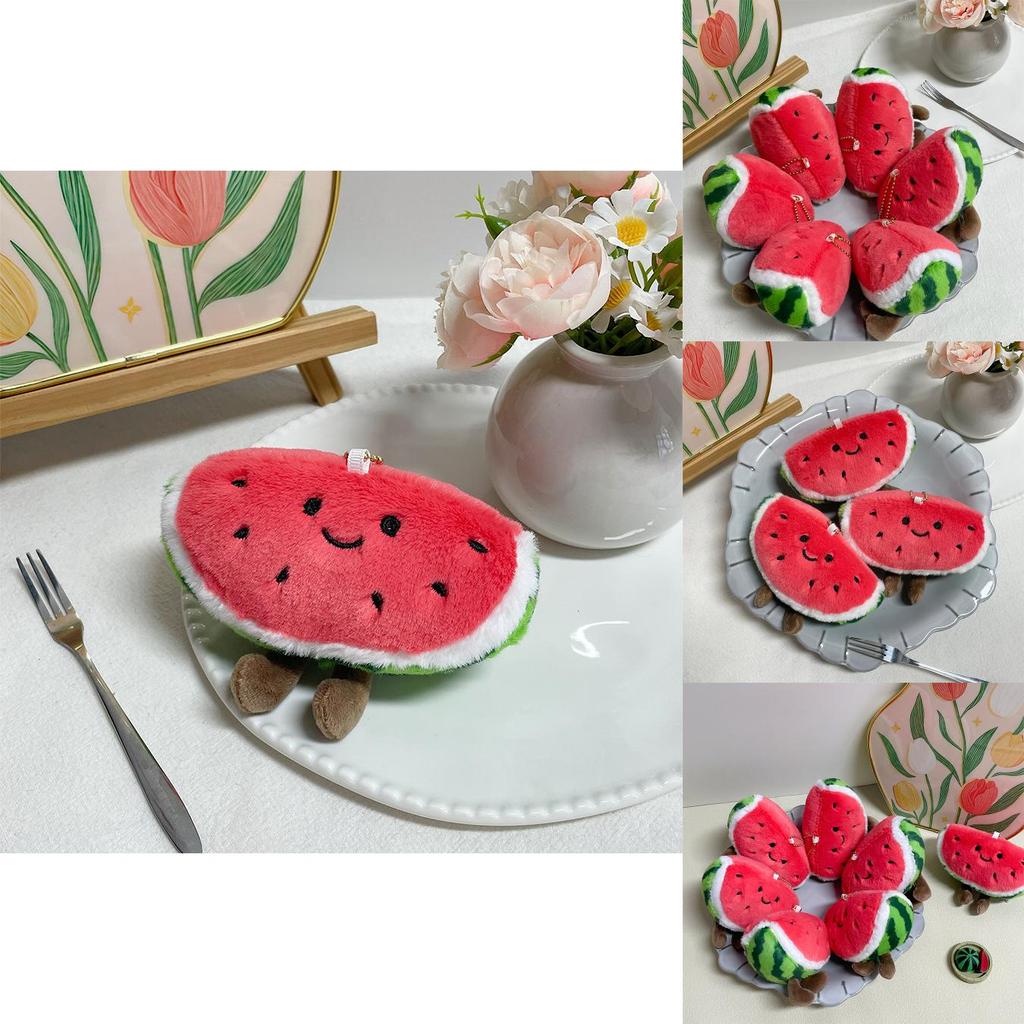 Cute Watermelon Plush Keychain With Pp Cotton Filling For Bag Decoration And Collectors