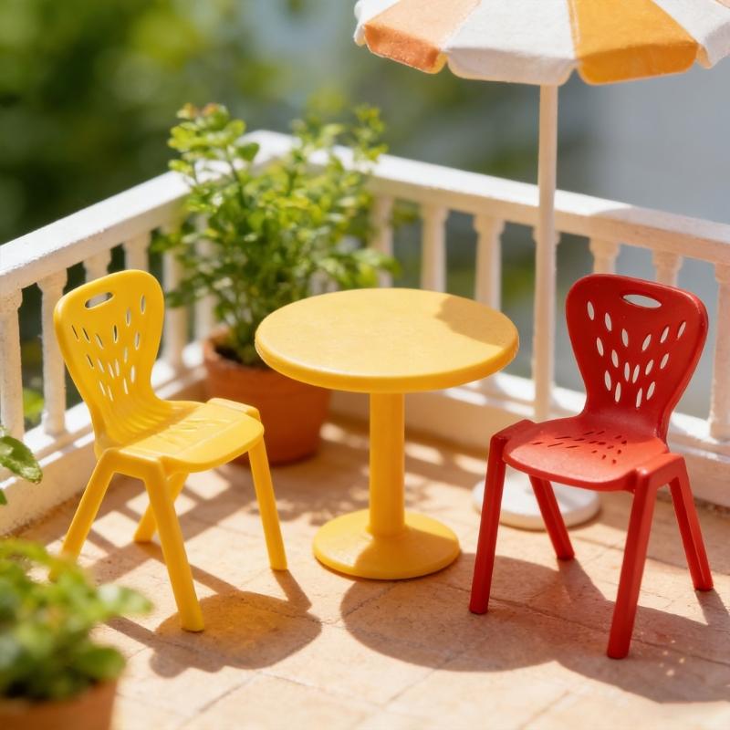 Colorful Doll Furniture Small Chair Model Figurine With Hole Design For Doll House Accessories And Kids Pretend Play Game