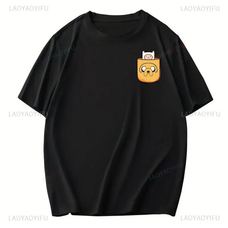 Funny Cartoon Printing T Shirt Adventure Time Cotton T Shirt for Men and Women Casual Wear Classic Anime Graphic Man's T Shirts