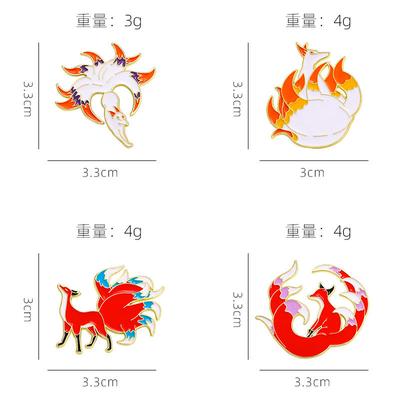 Cartoon Creative Cute Red Fox Brooch Cute Fox Shape Alloy Brooch Accessories Nine-tailed Fox Badge