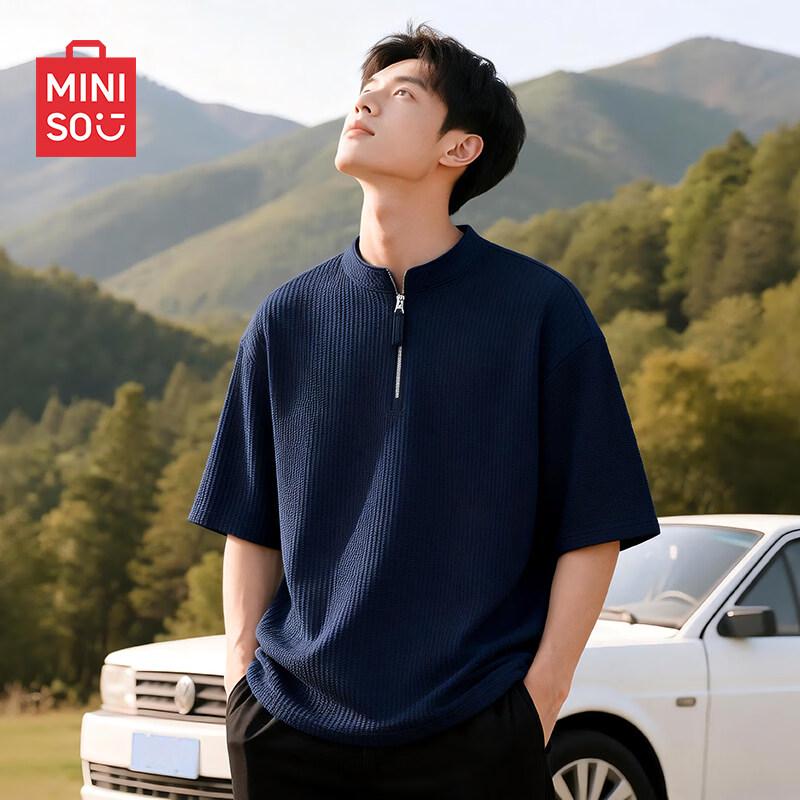 MINISO Men s Quick-Dry Anti-Bacterial Half-Zip T-Shirt 3XL