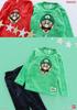 Kaitak Family Super Mario Kids' Long Sleeve Fleece Pajamas for Winter, Red and Green, Sizes 100cm, 110cm, 120cm, 130cm, and 140cm (130cm, Green)