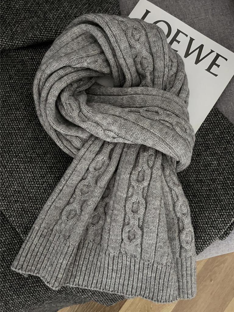 Winter Korean twist knitted scarf women's thickened warm versatile wool scarf student couple multi-color optional