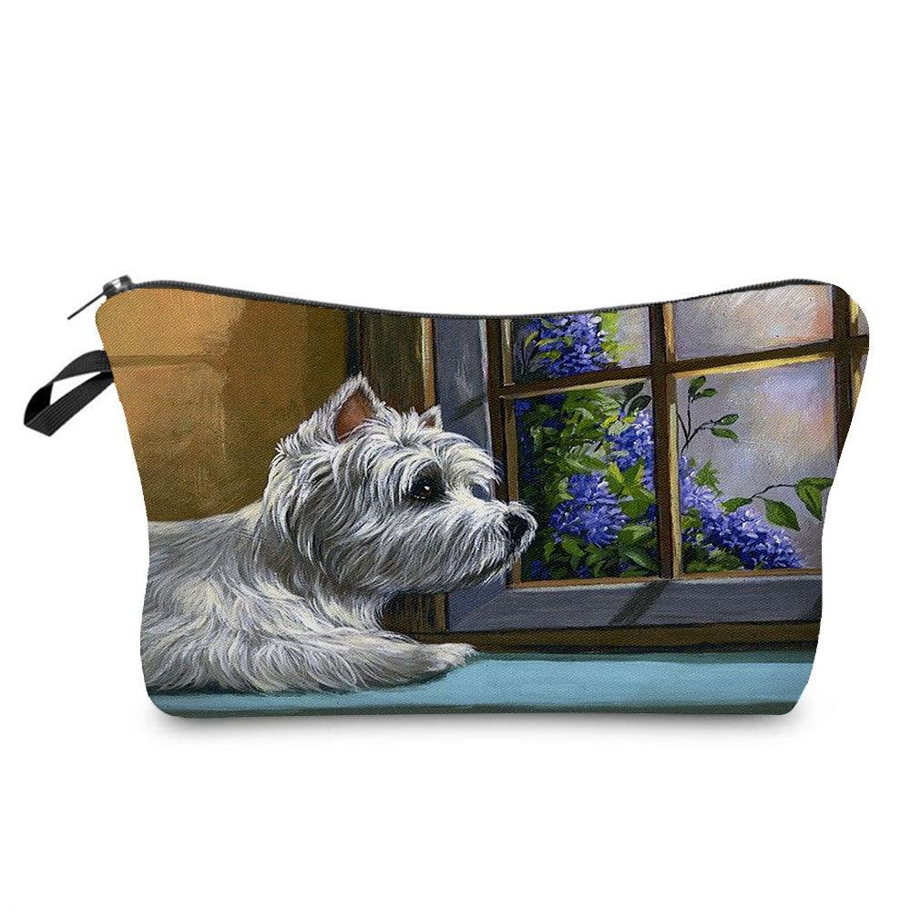 Women Dog Print Cosmetic Bag Toiletries Organize Travel Storage Case 6774