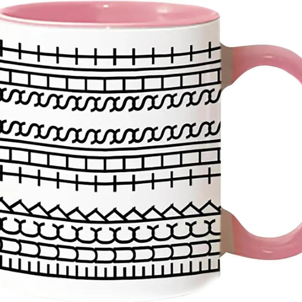 Nordic Geometric 350ml Ceramic Mug with Ergonomic Handle & Inner Rim Modern Coffee Cup for Home/Office Microwave-safe 2025 NEW