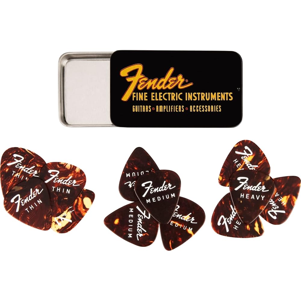 Fender Fine Electric Pick Tin 12 Pack Guitar Picks Accessories