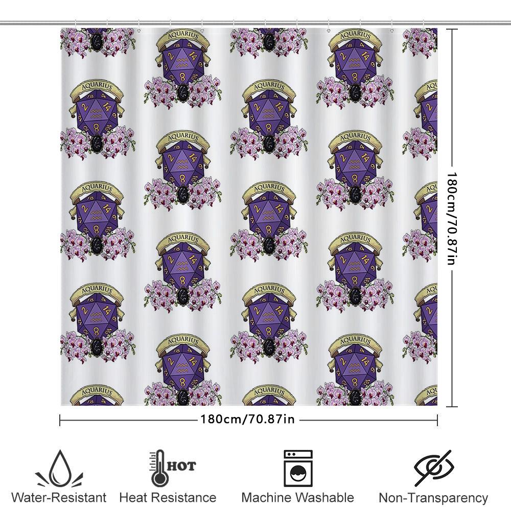 Floral Dice Shower Curtain Set Waterproof Bath Decor Gaming Room Decor Gambling Theme Home Textile Modern Style