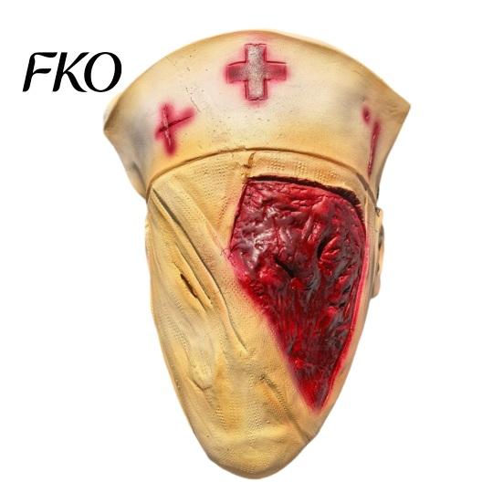 Distressed Zombie Nurse Masque Scary Halloween Masque, Horror Blood Latex Full Face Breathable Costume for Cosplay, Haunted House Prop, Party