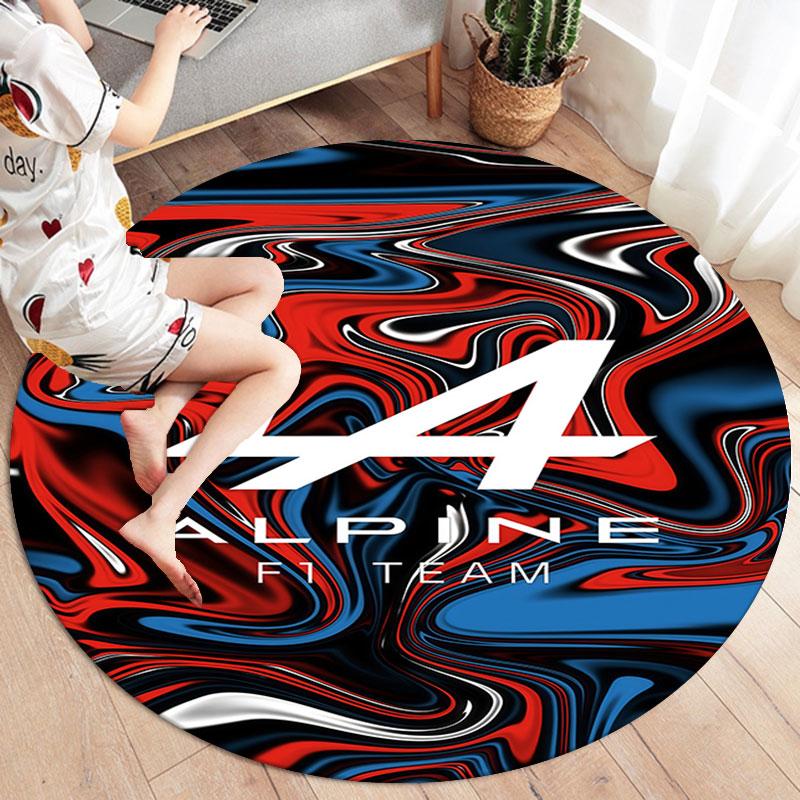 Alpine F1 Round Area Rug,Carpet Rug for Living Room Bedroom Sofa Playroom Decor,Non-slip Floor Mat