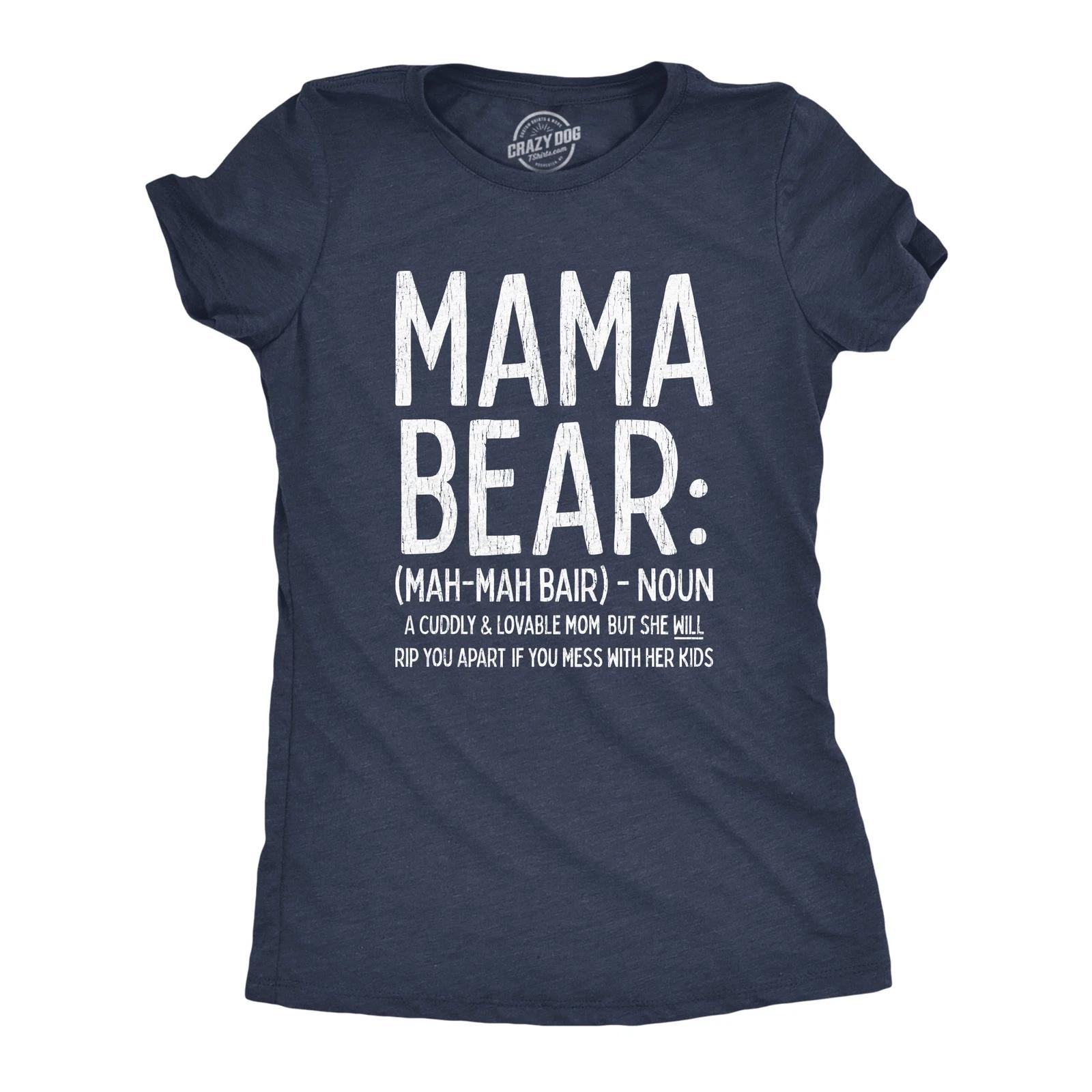 Womens Mama Bear Definition T Shirt Funny Mothers Day Gift Best Mom Novelty Tee XXXL