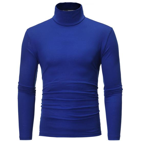 

Men Fashion Solid Color Long Sleeve Turtle Neck Slim Fit T-Shirt Bottoming Top XXXL синій