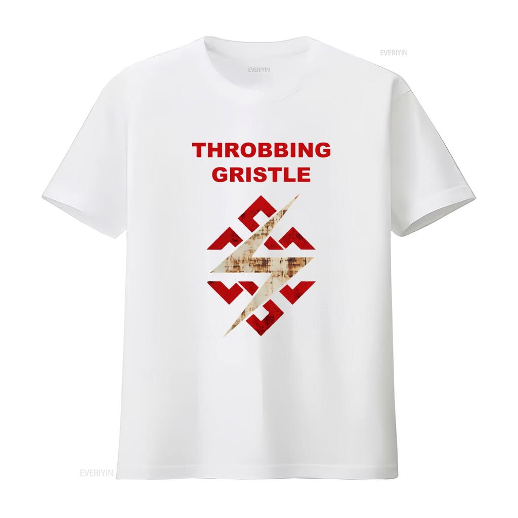Throbbing Gristle Flash Knot Logo T-Shirt für Rockband-Stil vintage Gewaschen Lässig Leicht dehnbar Vielseitig mode Unisex