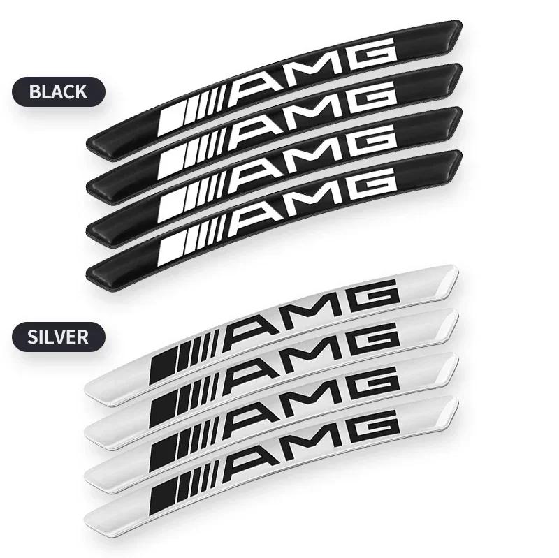 4Pcs Car Wheel Hub Styling Stickers Decoration Strip For Mercedes Benz AMG GLA W176 CLK W209 W202 W220 W204 W203 W210 GLC
