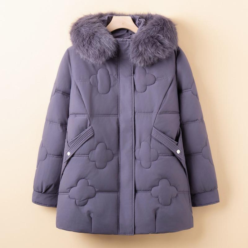 

Small mother winter clothes fleece thickened coat new middle-aged women s cotton-padded jacket medium and long cotton-padded clothes XL (recommended 90-52.5kg) светло-фиолетовый