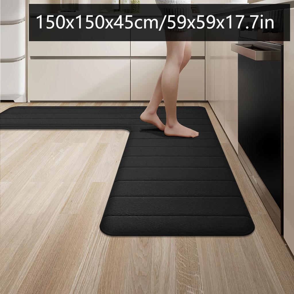 L-Shaped Flannel Kitchen Carpet Restaurant Large Size Non-Slip Floor Mat Door Absorbent Mat Entrance Mat Premium