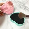 Silicone Sponge Makeup Brush Cleaner Portable Travel Heart Shape Foundation Brush Cleaning Mat Double Sided Cosmetic Brush Washing Pad