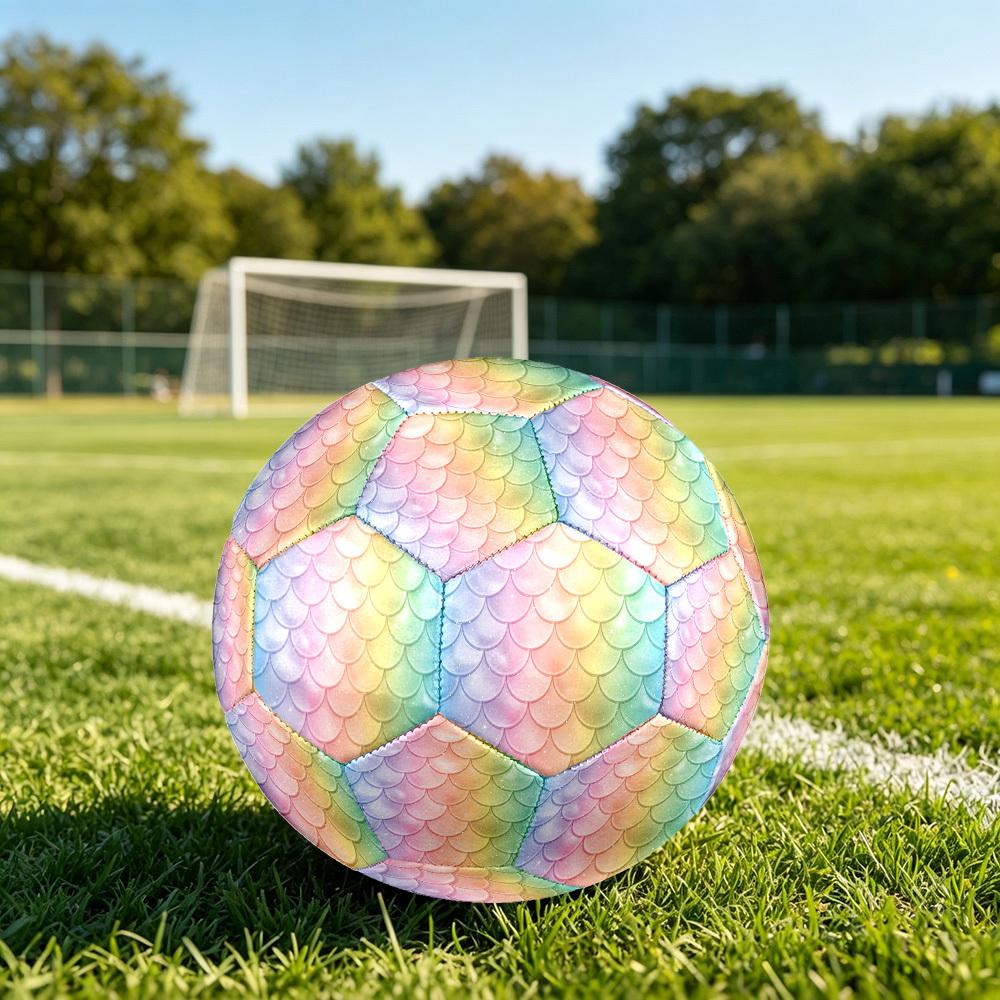 1pc Mermaid Scale Background Theme Soccer Ball Football, Size 5, Lightweight PVC, Outdoor Training Soccer Ball,Gift j61491