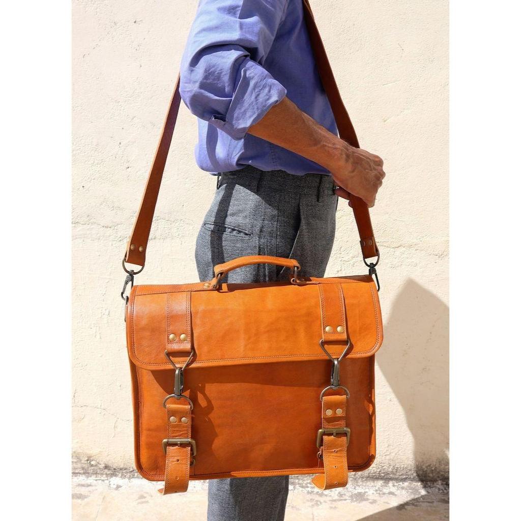 LEATHER BRIEFCASE, Large MESSENGER Bag, Laptop Briefcase, Laptop Bag Women, Personalized Unisex Laptop Canvas Bag Christmas Gift Ideas