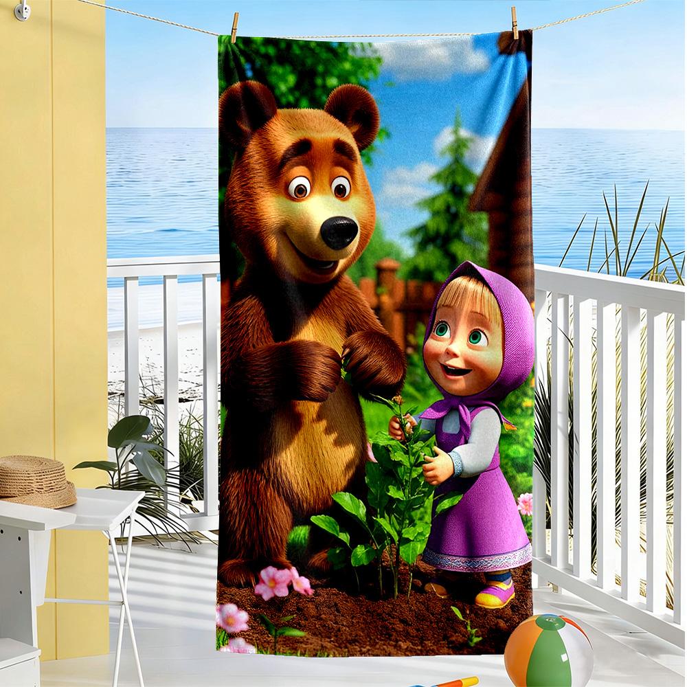 Masha Bear Beach Towel Soft Durable Quick-Dry Comfortable Lightweight