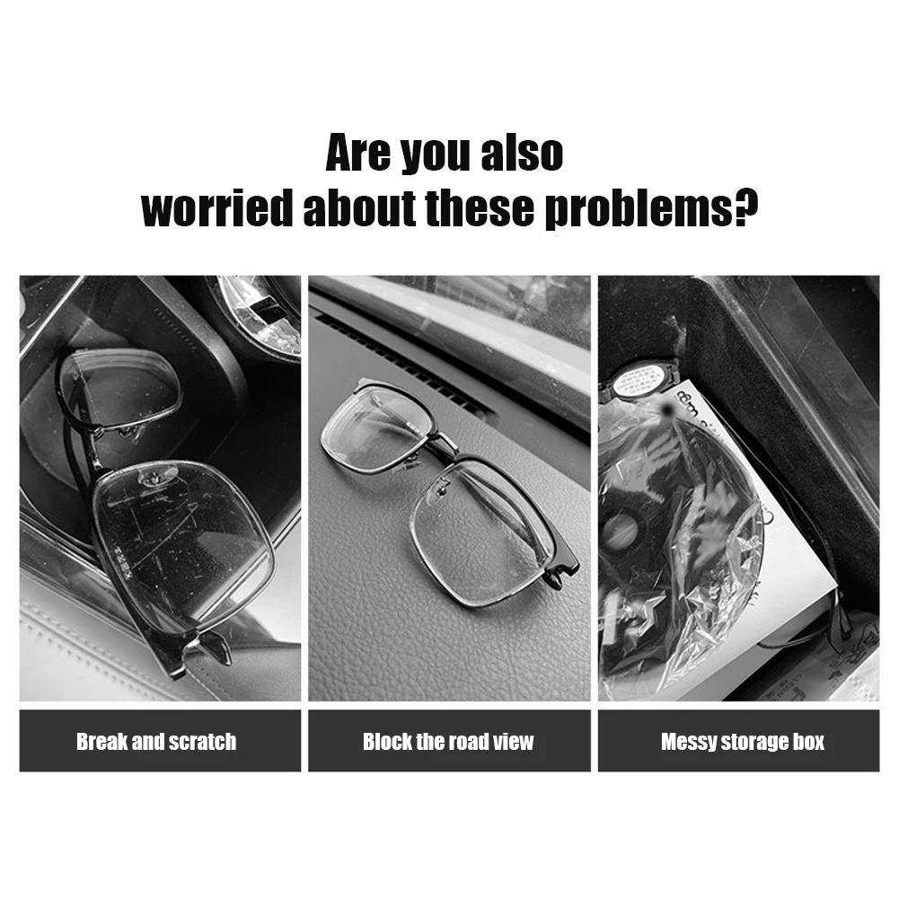 Leather Car Sun Visor Glasses Case Holder Sunglasses Clip Mount Multifunction Portable Cards Clip Auto Interior Accessories