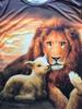 Men's Lion Lamb Peace Dove Print T-Shirt Sunset Wildlife Religious Symbol Crew Neck Casual Top