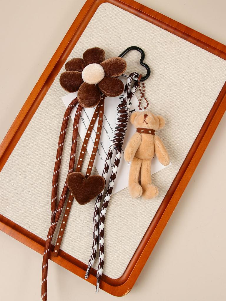 Cross-border Explosion Ins Exquisite Cartoon Plush Bear Bag Pendant Velvet Love Flower Versatile Keychain Pendant