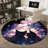1pc Anime Design Round Carpet Office Chair Mat, Non Slip Rug for Home Decor, Living Room, Bedroom