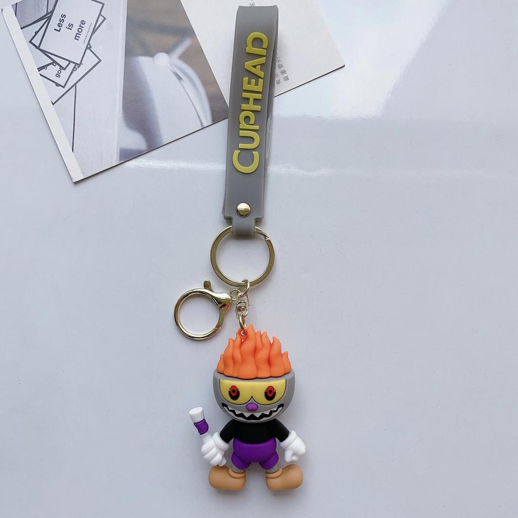Portachiavi Cuphead Anime Cartone Animato Figure Mugman Bambola Uomo Toilette Skibidi Portachiavi Ciondolo Portachiavi Auto Giocattoli per Bambini Regali di Natale