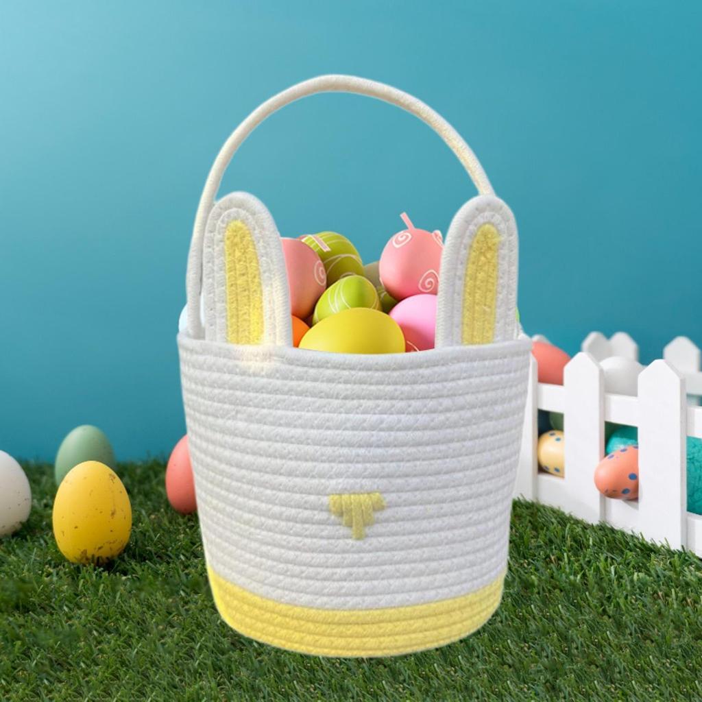 Easter Basket Eggs Bag Handwoven Woven Rope for Boys Girls Kids Children Party