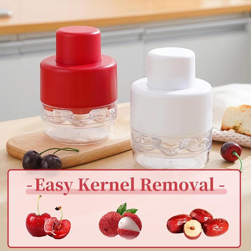 Easy-Press Cherry Pitters 7 Holes Red Date Pitting Remover Olive Seed Squeeze Tool Kitchen Fruit Corer With Splatter Protector