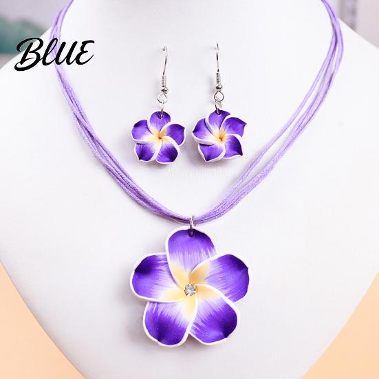 Easy Wear Flower Jewelry 2Pcs/Set Lightweight Floral Set Polymer Clay