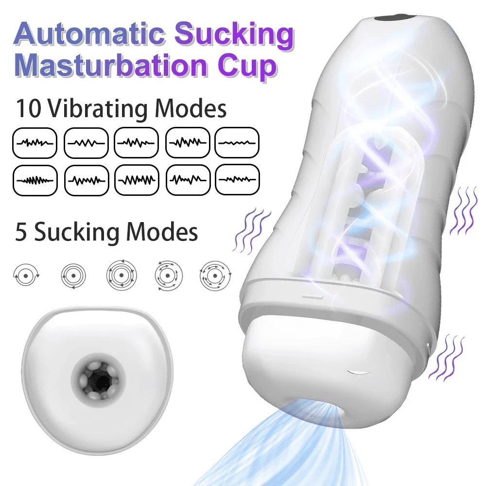 Sucking Vibration Masturbation Cup for Male Realistic Vagina Vacuum Pump Sex Toy for Men Deep Throat Erotic Toy Male Masturbator