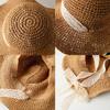 New lace strap straw hat girl summer small fresh sweet fairy straw bucket hat shade