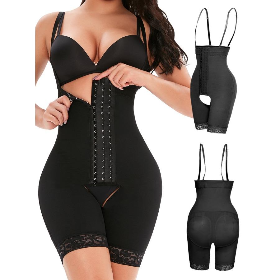Lenjerie modelatoare lungă cu talie înaltă și 3 rânduri de copci, Bandă elastică antiderapantă, Modelator de talie pentru controlul abdomenului