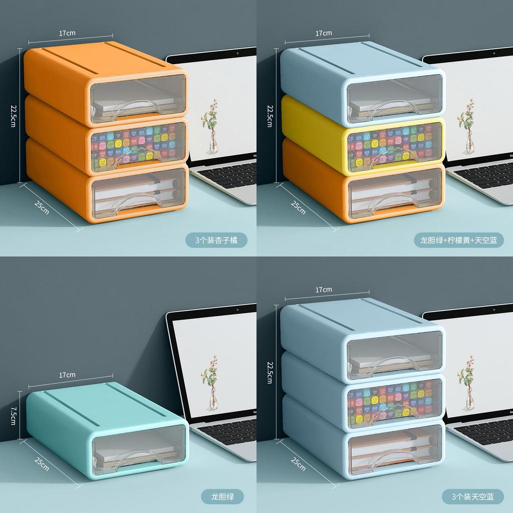 Desktop Organizer Plastic Storage Box With Drawers For Office And Makeup Supplies