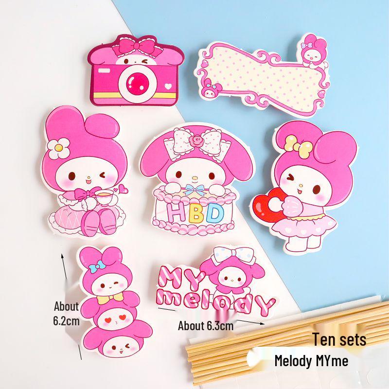 Sushi Cartoon Cupcake Toppers & Ice Cream Flag Picks for Happy Birthday Desserts