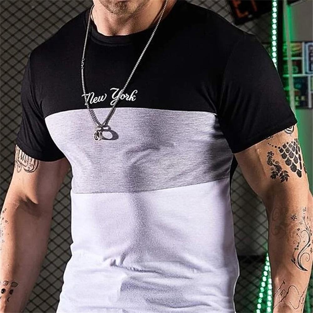 Men's Striped T-shirt Retro 3D Printed Short Sleeved Top T-shirt Men's Clothing